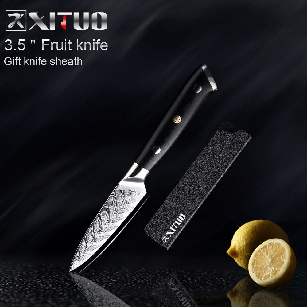 XITUO Damascus Chef Knife VG10 Professional Kitchen Knife Cleaver Cooking Tool Exquisite Plum Rivet G10 Handle With Knives Cover - dianjiang-