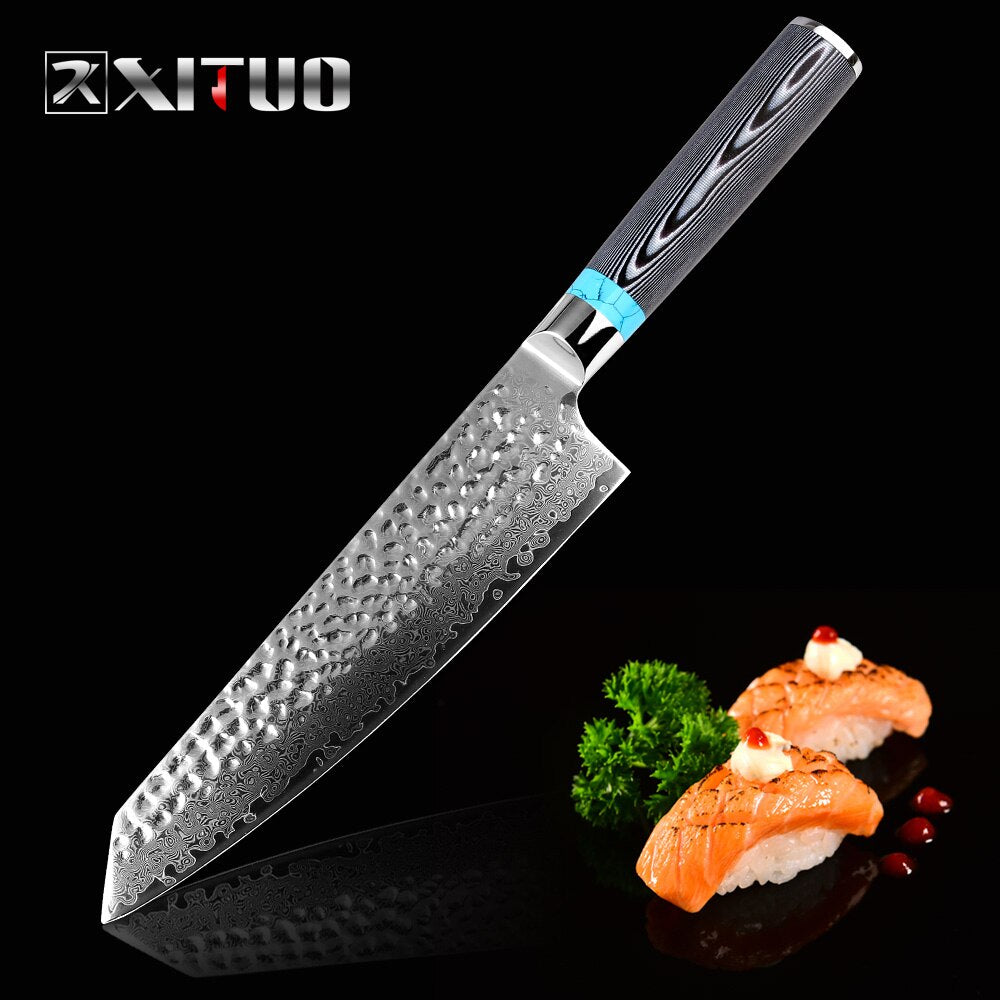 XITUO Highquality Damascus Knife 8" inch VG10 Blade Damascus Steel Knife 67 Layers Japanese Chef Santoku Cleaver Meat knife Gift - dianjiang-