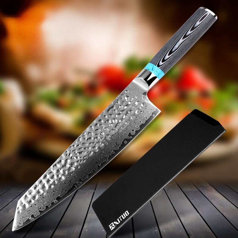 XITUO Highquality Damascus Knife 8" inch VG10 Blade Damascus Steel Knife 67 Layers Japanese Chef Santoku Cleaver Meat knife Gift - dianjiang-