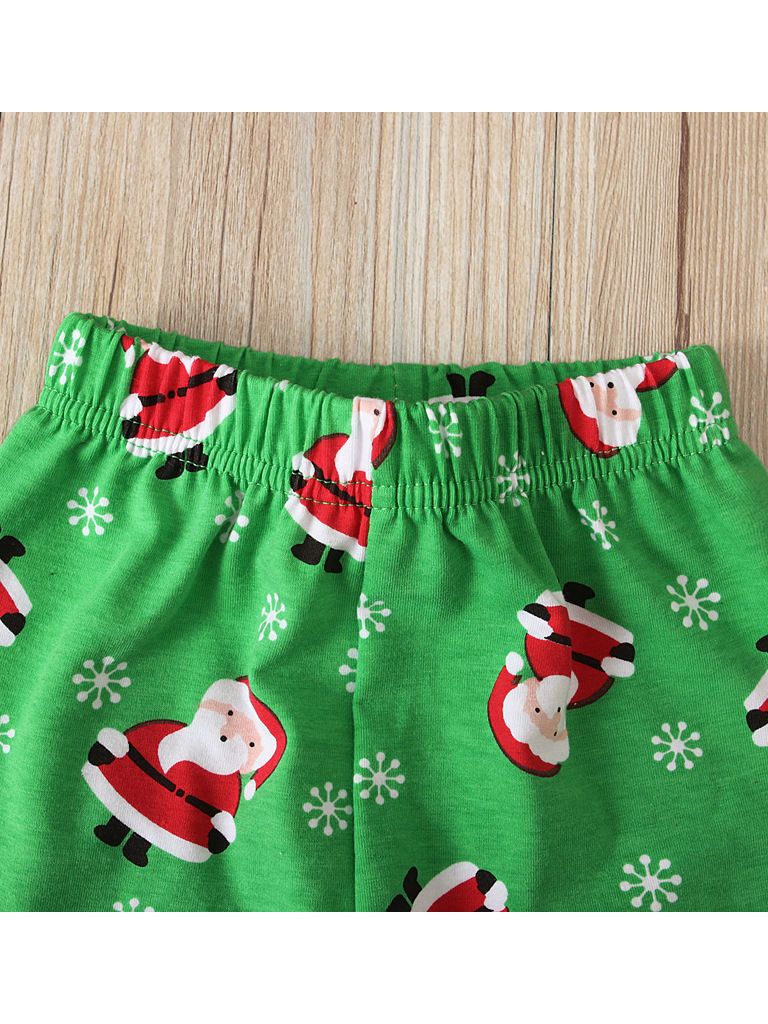 XMAS 2-Piece Toddler Girl Santa Baby Frilled Top Matching Bell Bottoms - dianjiang-