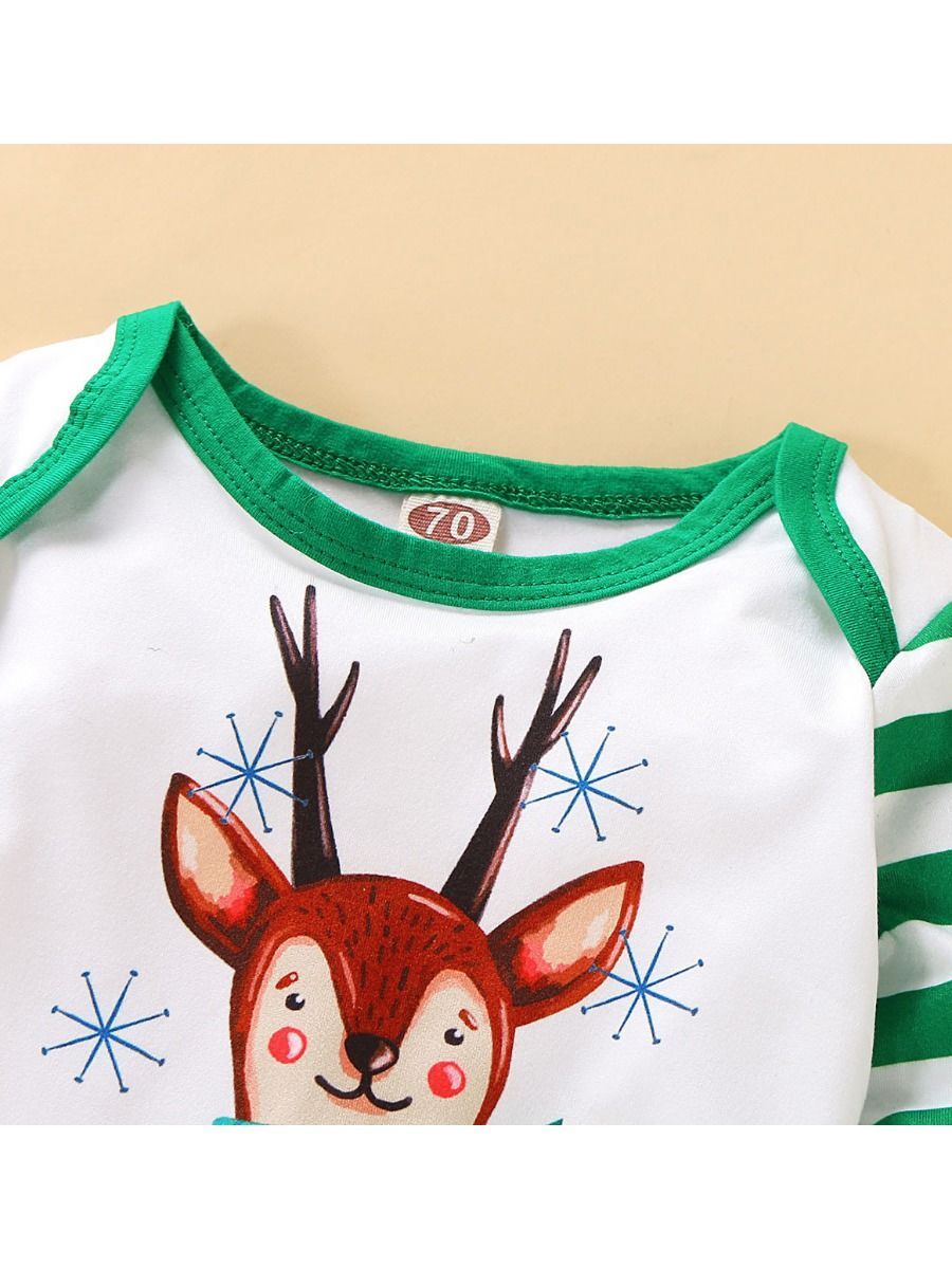 XMAS Baby 3-Piece Set Deer Romper+Stripe Pants+Hat - dianjiang-