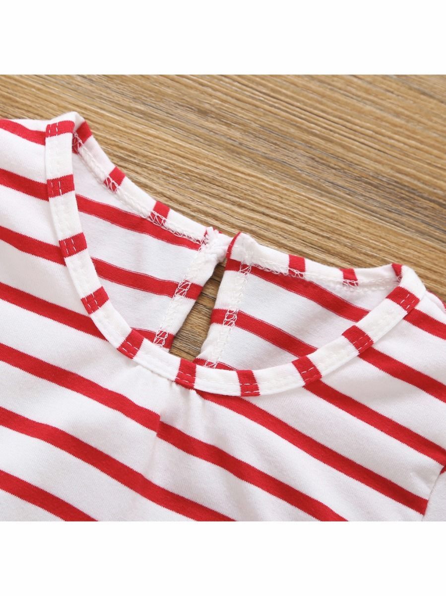 XMAS Deer Stripe Long-sleeved Shift Dress - dianjiang-