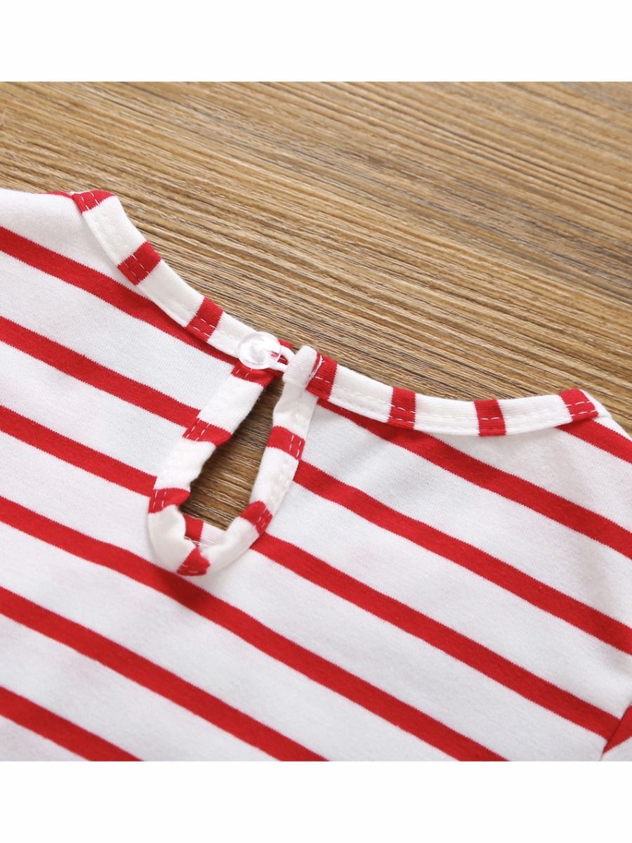 XMAS Deer Stripe Long-sleeved Shift Dress - dianjiang-