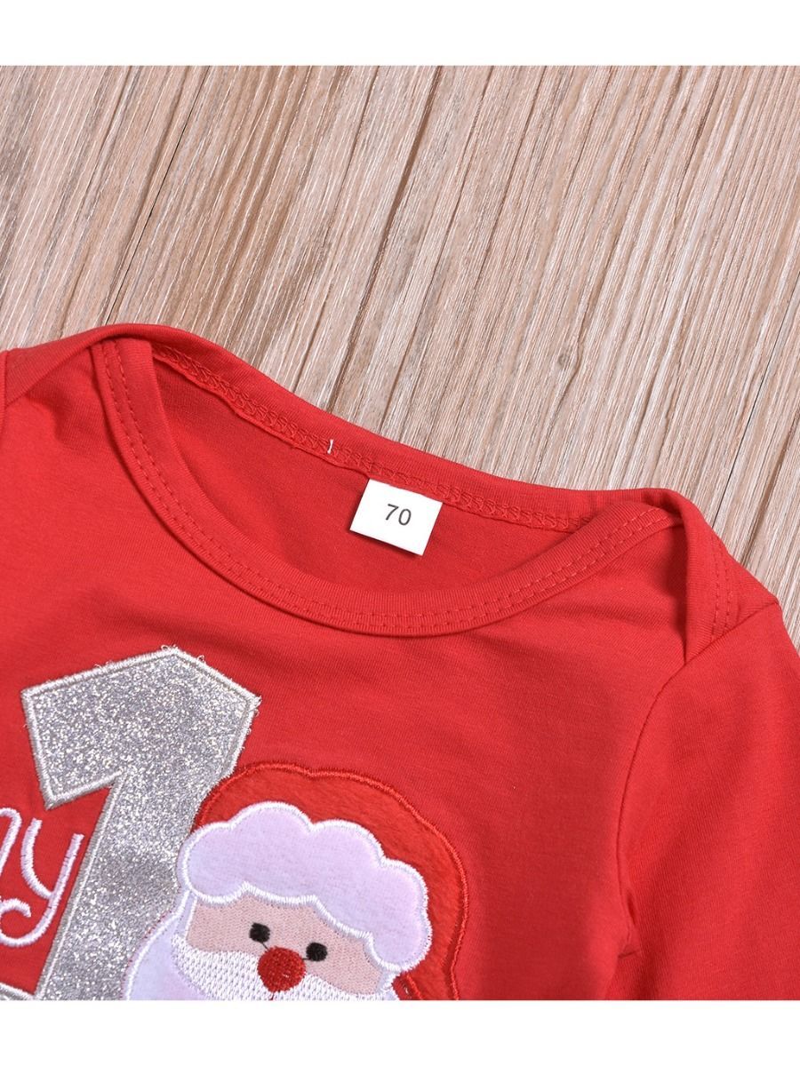 Xmas 3-Piece My 1st Christmas Set Baby Romper + Pants + Hat - dianjiang-