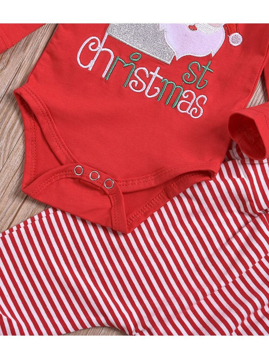 Xmas 3-Piece My 1st Christmas Set Baby Romper + Pants + Hat - dianjiang-