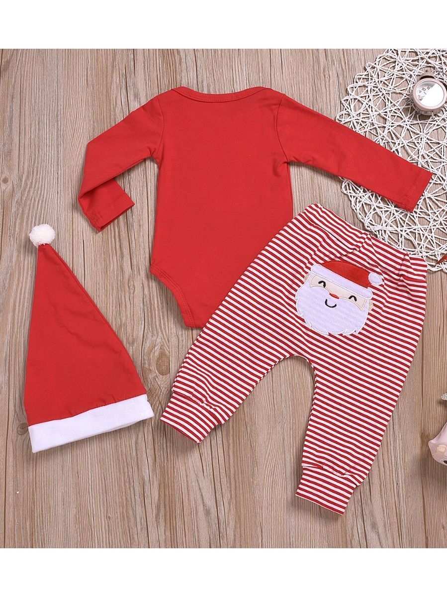 Xmas 3-Piece My 1st Christmas Set Baby Romper + Pants + Hat - dianjiang-