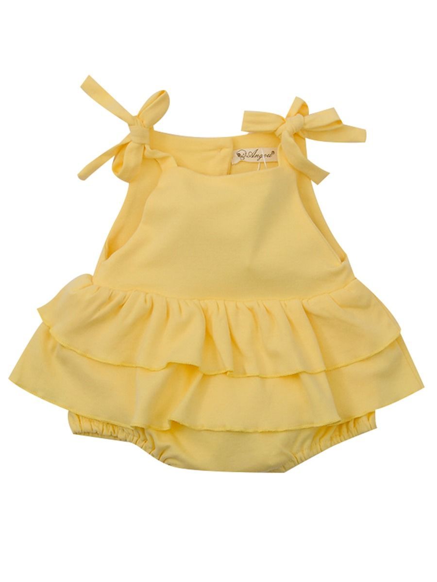 Yellow Frilled Onesie Bodysuit Spring Baby Girls - dianjiang-