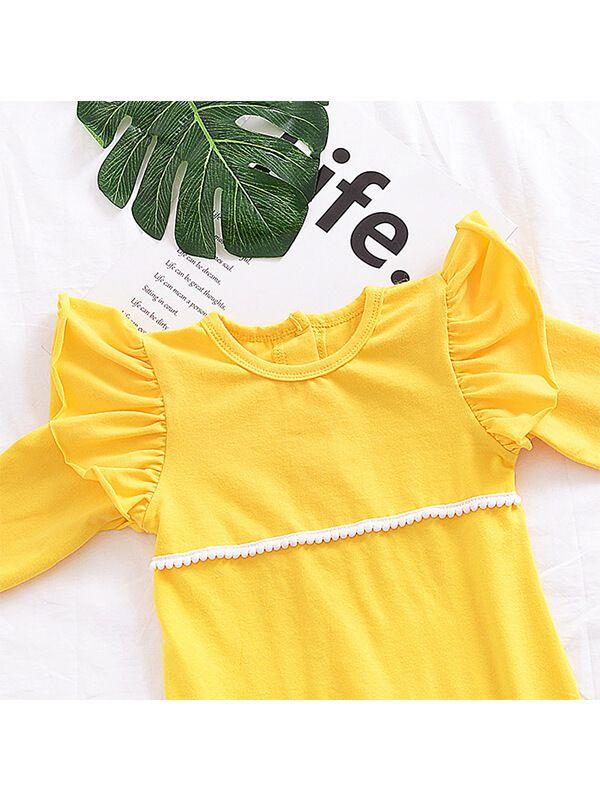 Yellow Long Sleeve Overall Baby Girls Jumpsuit - dianjiang-