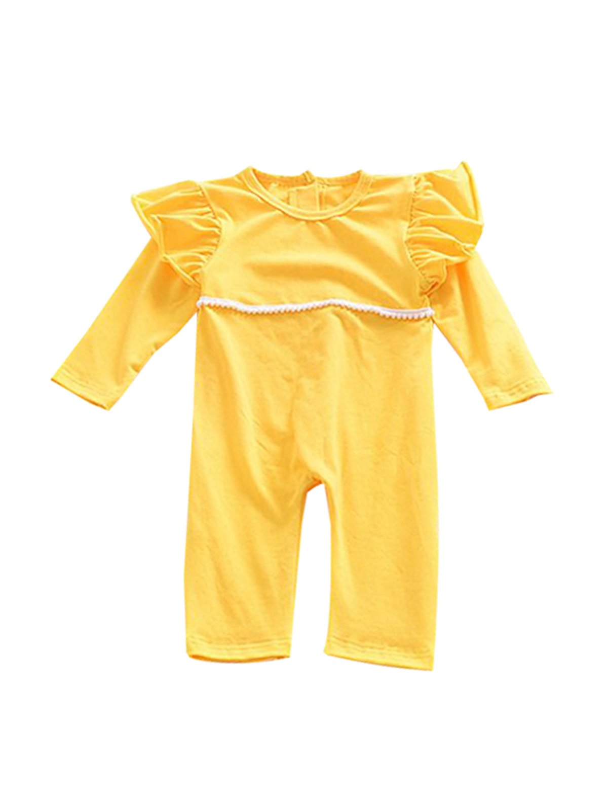 Yellow Long Sleeve Overall Baby Girls Jumpsuit - dianjiang-