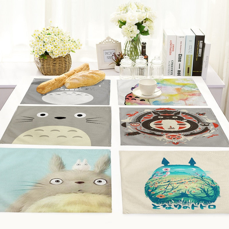 Yilin Cartoon Totoro Table Mats Nordic Home Placemat for Dining Table Linen Rectangle Kitchen Decoration Accessories Home - dianjiang-