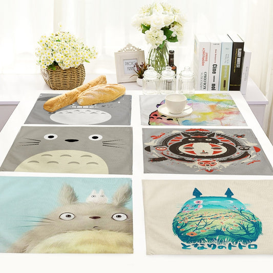 Yilin Cartoon Totoro Table Mats Nordic Home Placemat for Dining Table Linen Rectangle Kitchen Decoration Accessories Home - dianjiang-