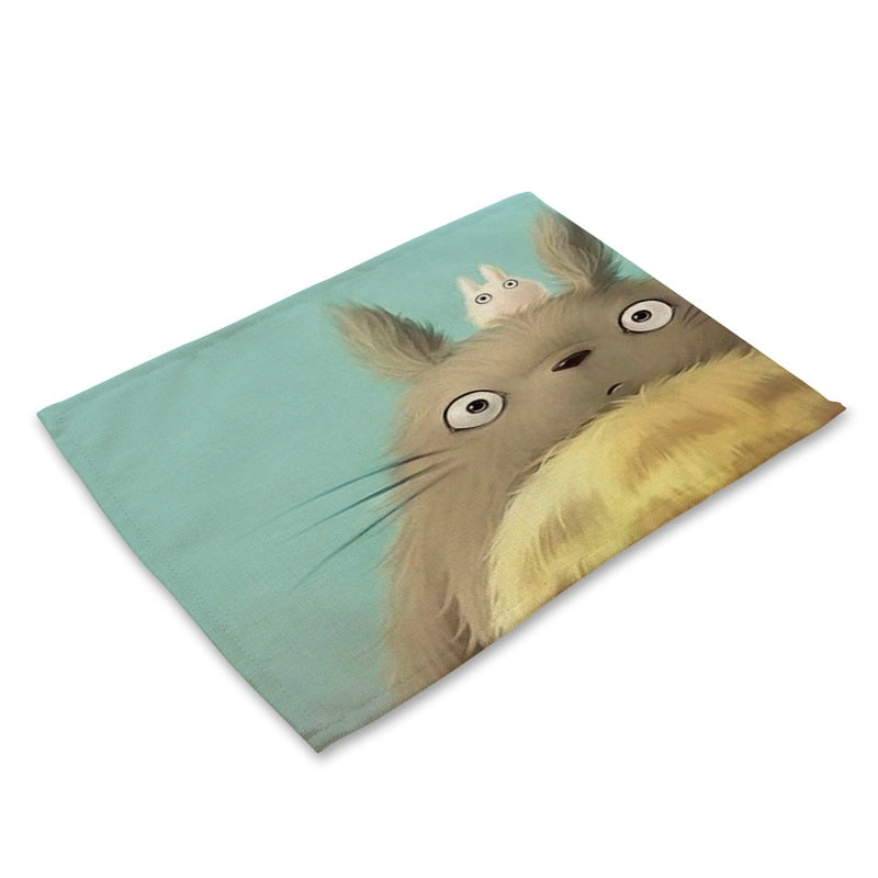 Yilin Cartoon Totoro Table Mats Nordic Home Placemat for Dining Table Linen Rectangle Kitchen Decoration Accessories Home - dianjiang-