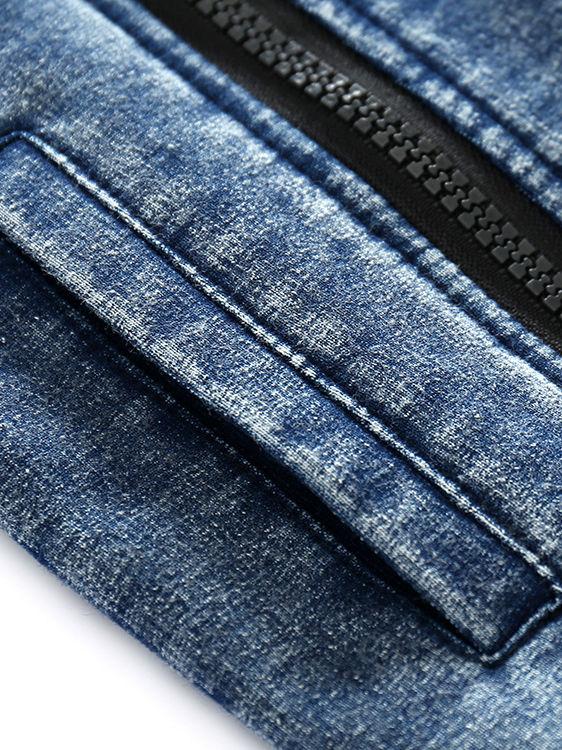 Zipper Style Bias Tape Baby Boy Denim Hooded Jumpsuit Coverall - dianjiang-