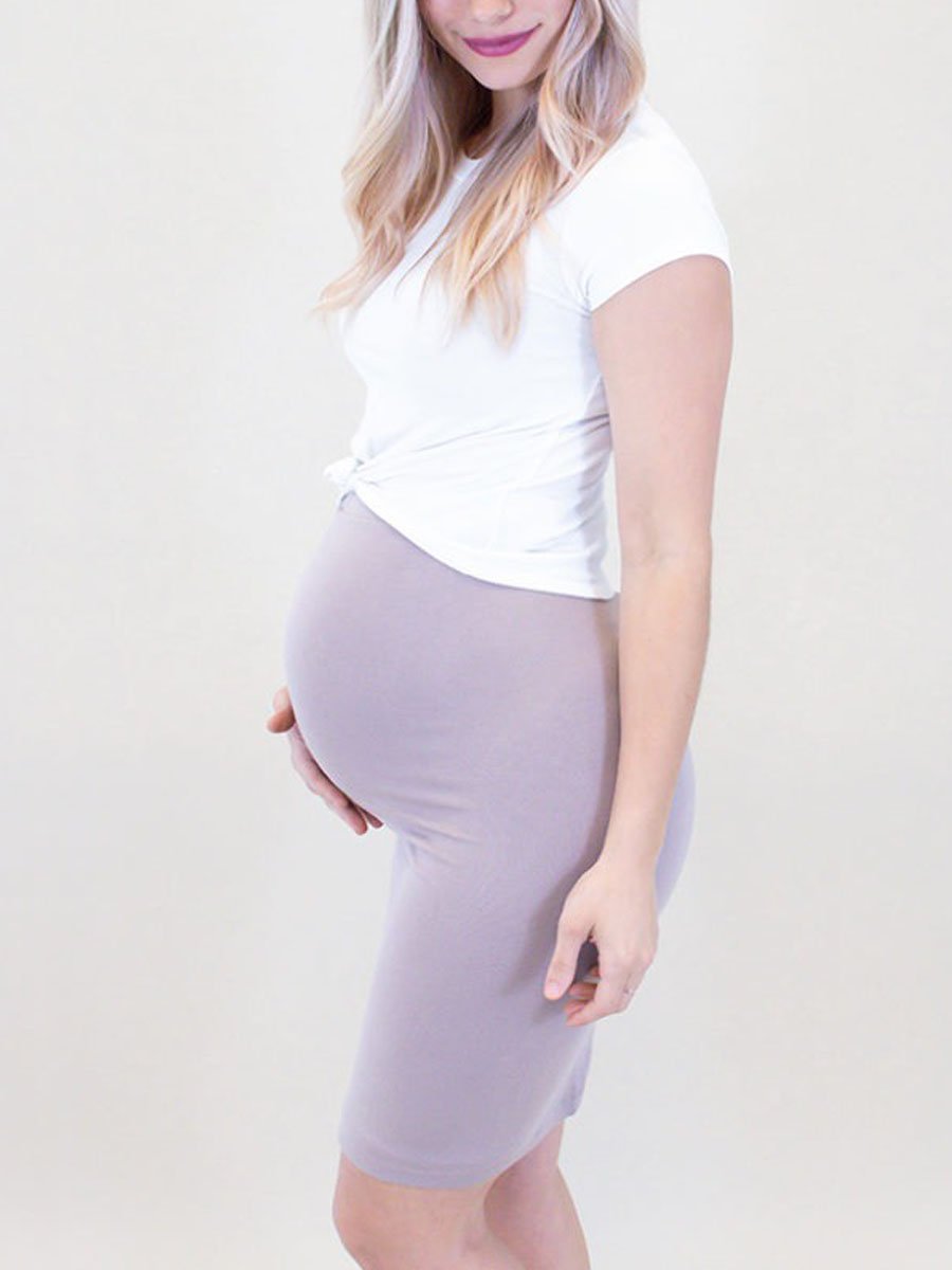 Maternity Solid Color Round Neck T-shirt Camisole Skirt Two-piece - dianjiang-