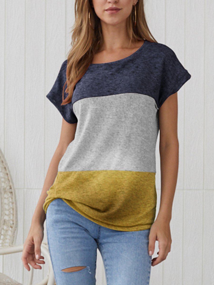 Maternity Stitching Contrast Color Loose T-Shirt - dianjiang-