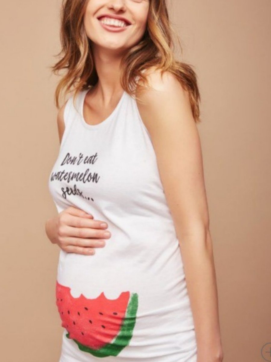 Maternity Sleeveless Print T-Shirt - dianjiang-