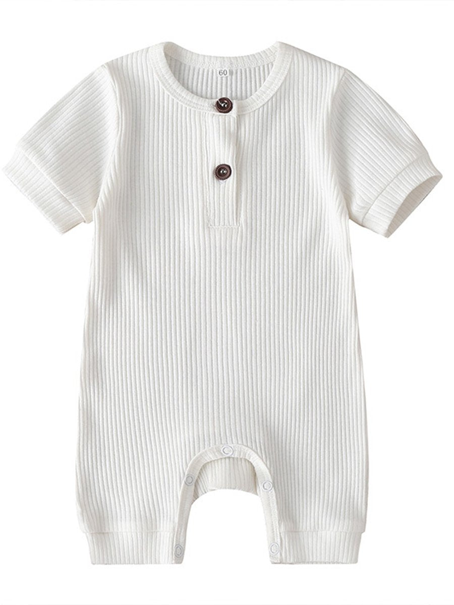 Baby Jumpsuit Solid Color Short-sleeved Crawling Suit - dianjiang-
