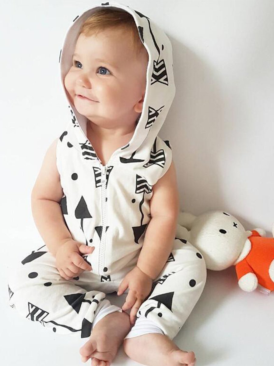 Kids Hooded Jumpsuit Zipper Baby Romper - dianjiang-