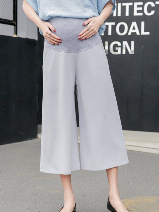 Solid Color Casual Loose Pregnant Women Cropped Pants - dianjiang-