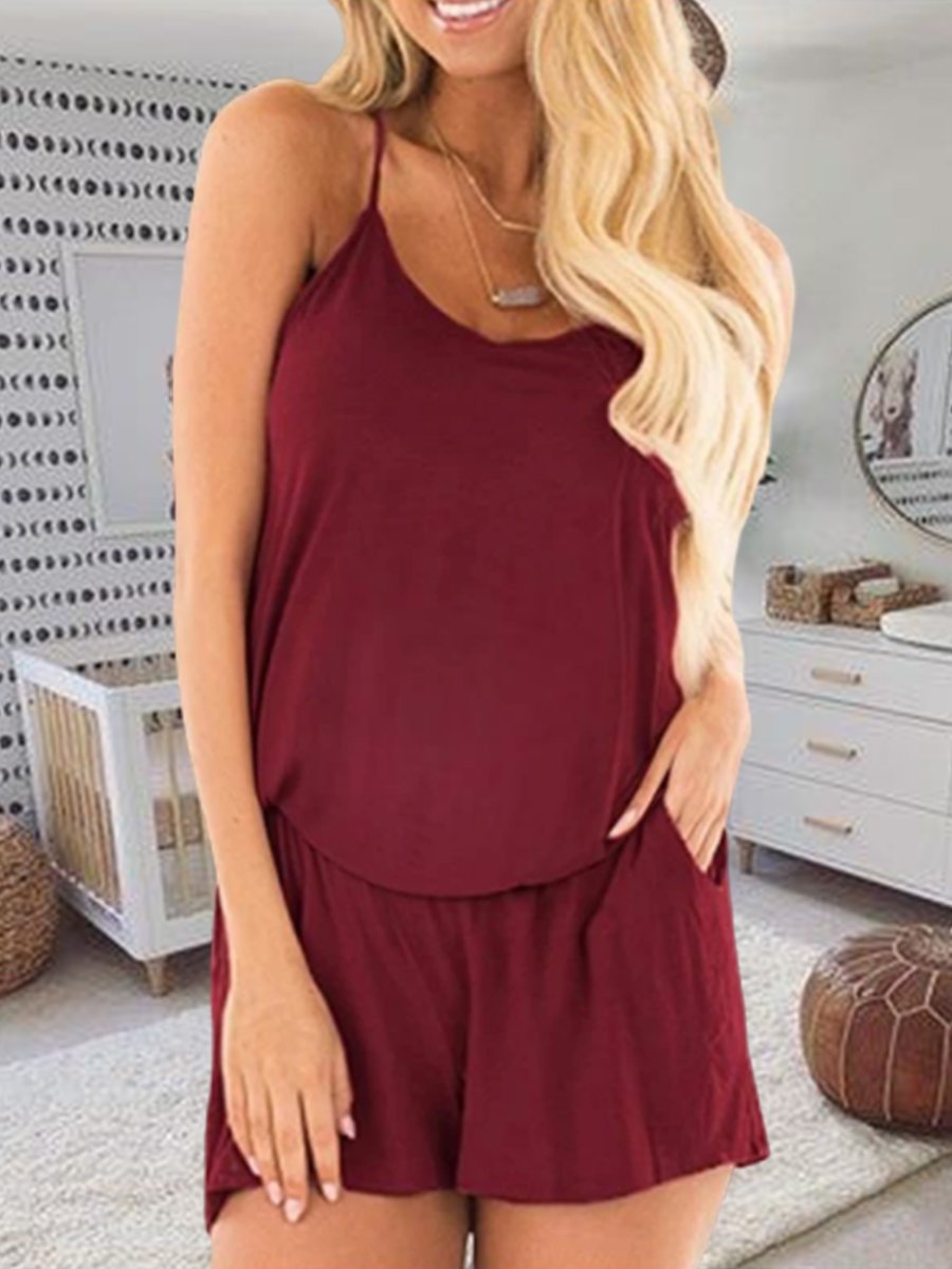 Sling Halter Solid Color Maternity Jumpsuit - dianjiang-