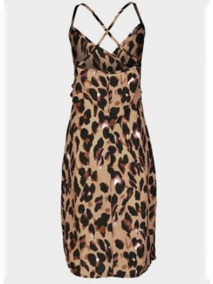 Maternity Leopard Print V-Neck Split Dress - dianjiang-