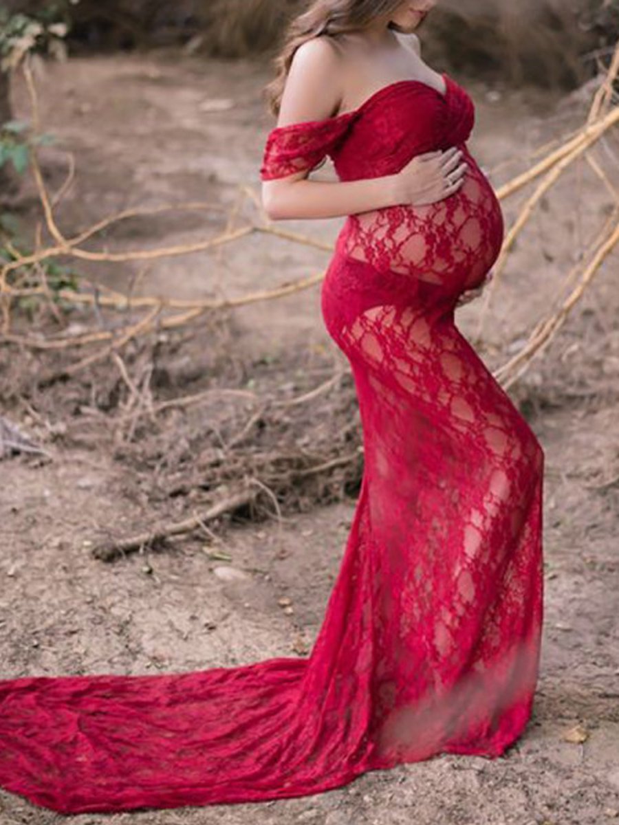 Maternity Sexy Lace Evening Dress - dianjiang-