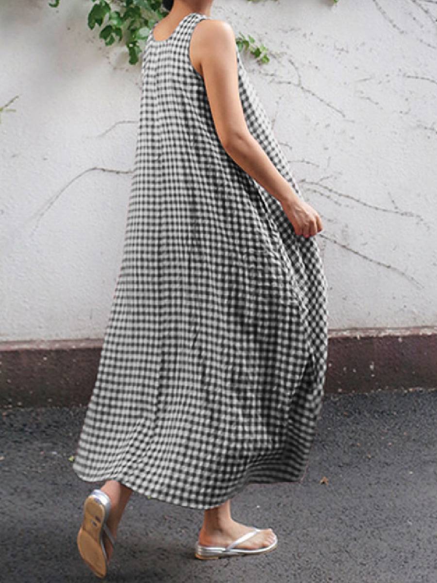 Maternity Sleeveless Loose Striped Dress - dianjiang-