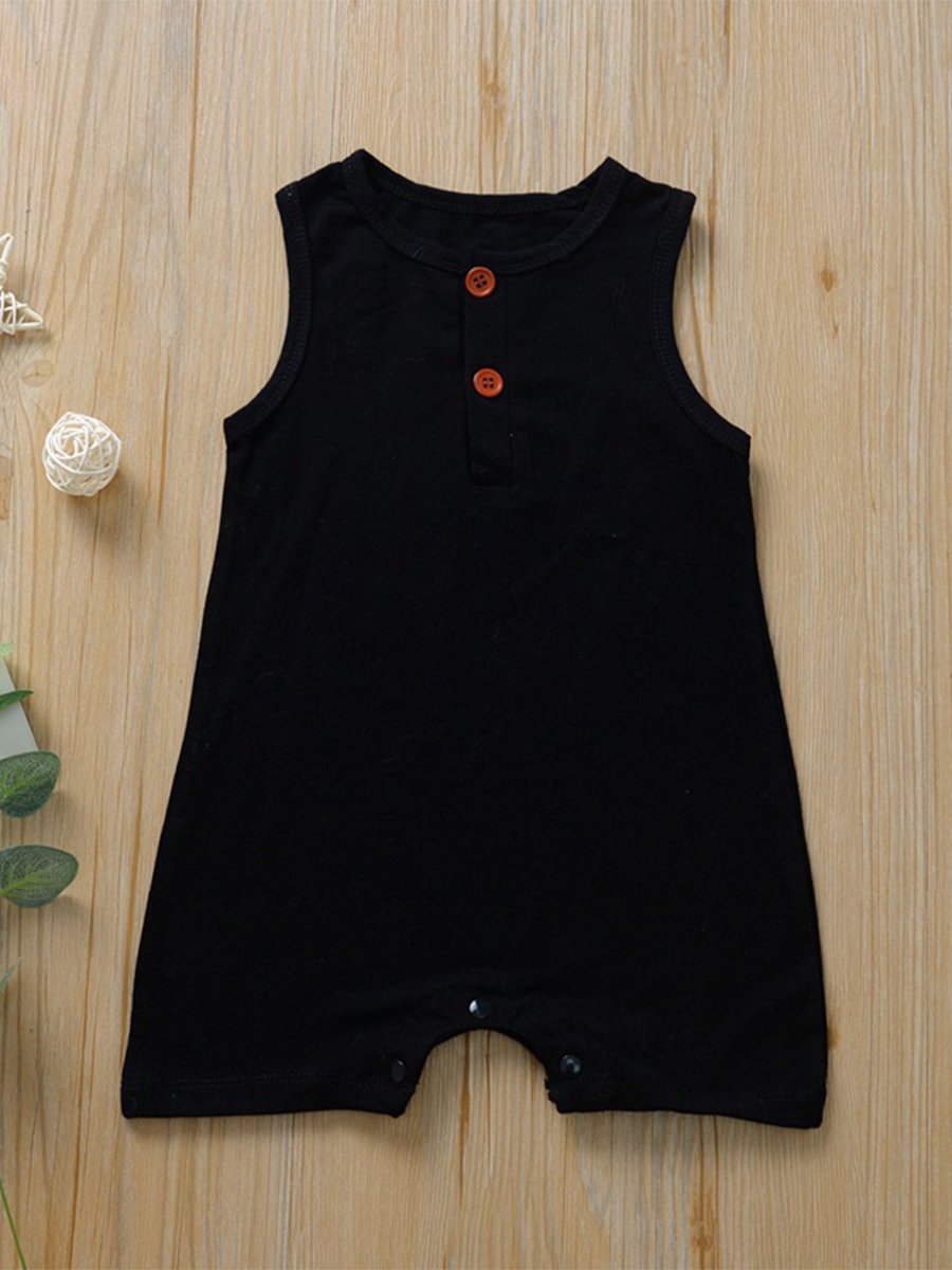 Infant Baby Cartoon Pattern Sleeveless Open Button Jumpsuit - dianjiang-