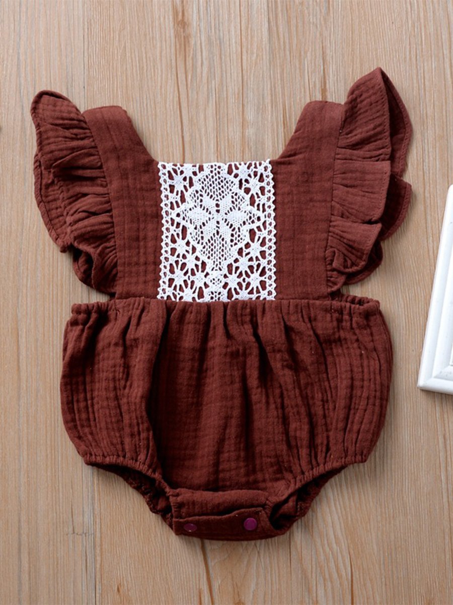 Baby Romper Little Flying Sleeve Lace Crawling Jumpsuit - dianjiang-