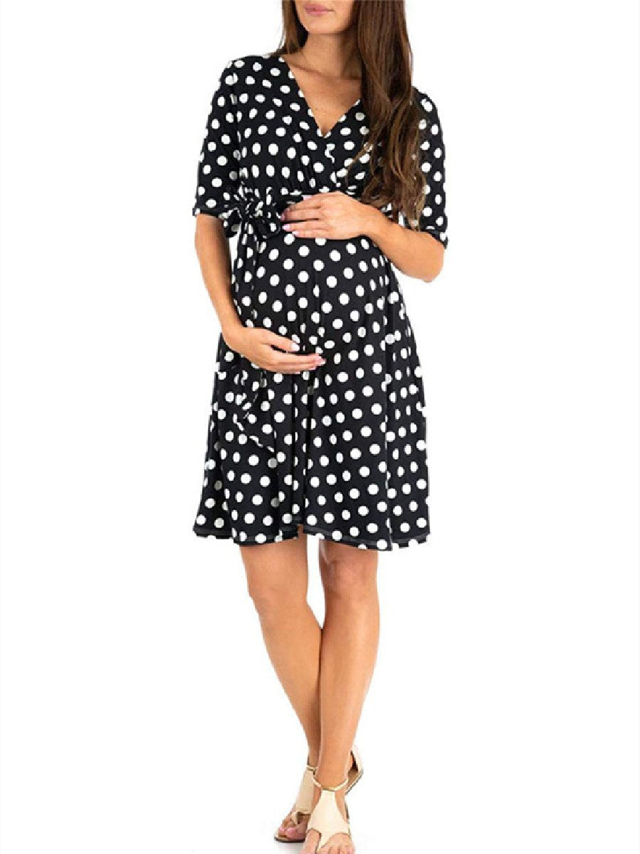 Printed Maternity Sleeve Dress - dianjiang-