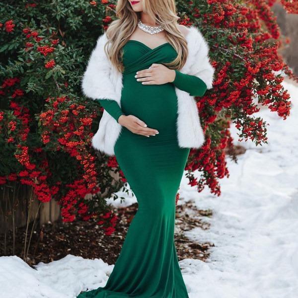 Maternity Tube Top Long Sleeve Evening Dress - dianjiang-