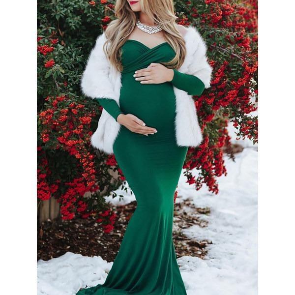 Maternity Tube Top Long Sleeve Evening Dress - dianjiang-