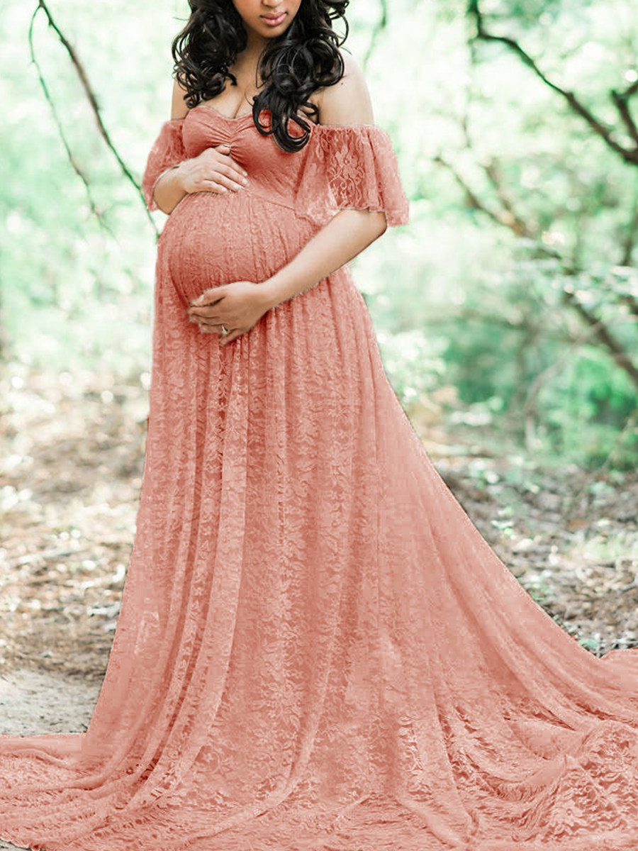 Maternity Off Shoulder Long Sleeve Gorgeous Dress - dianjiang-