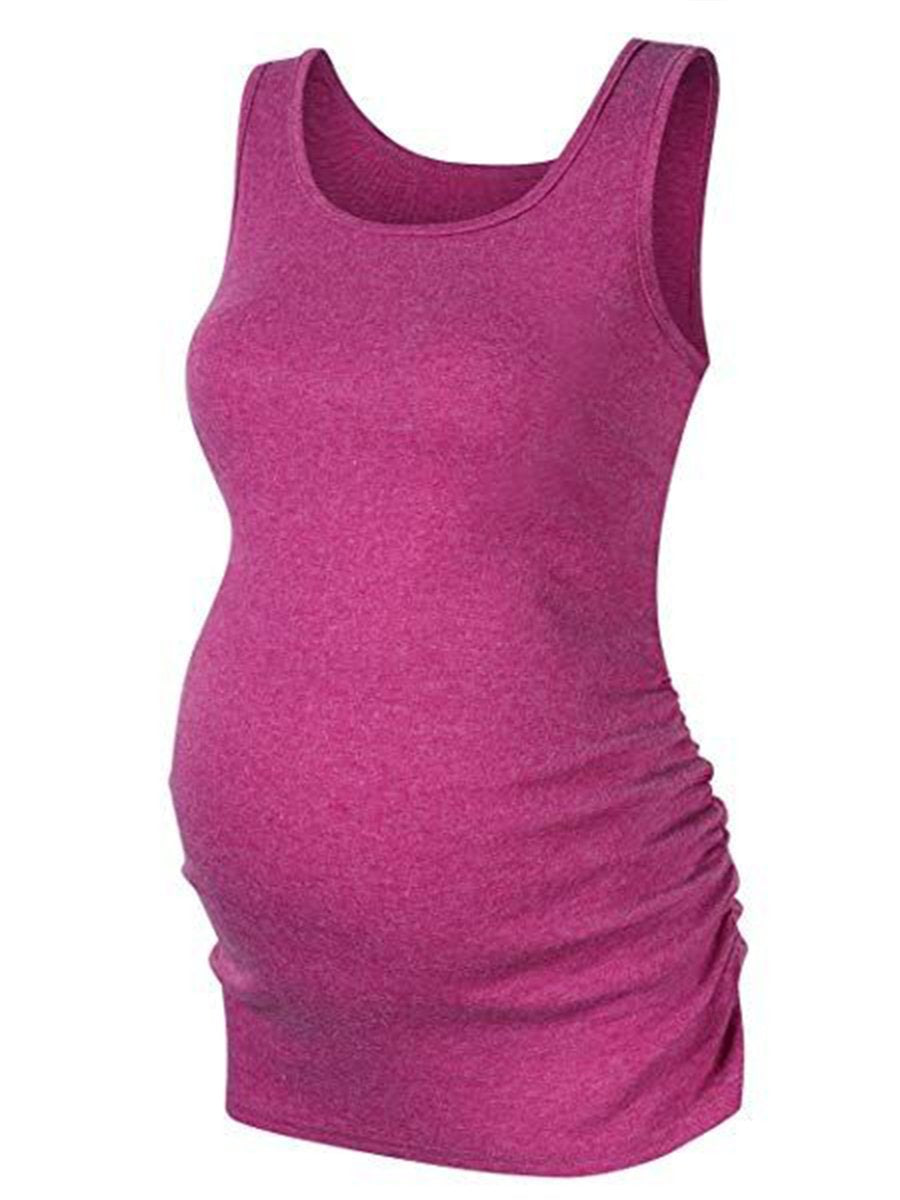 Maternity Casual Comfortable Solid Color Sleeveless T-shirt - dianjiang-