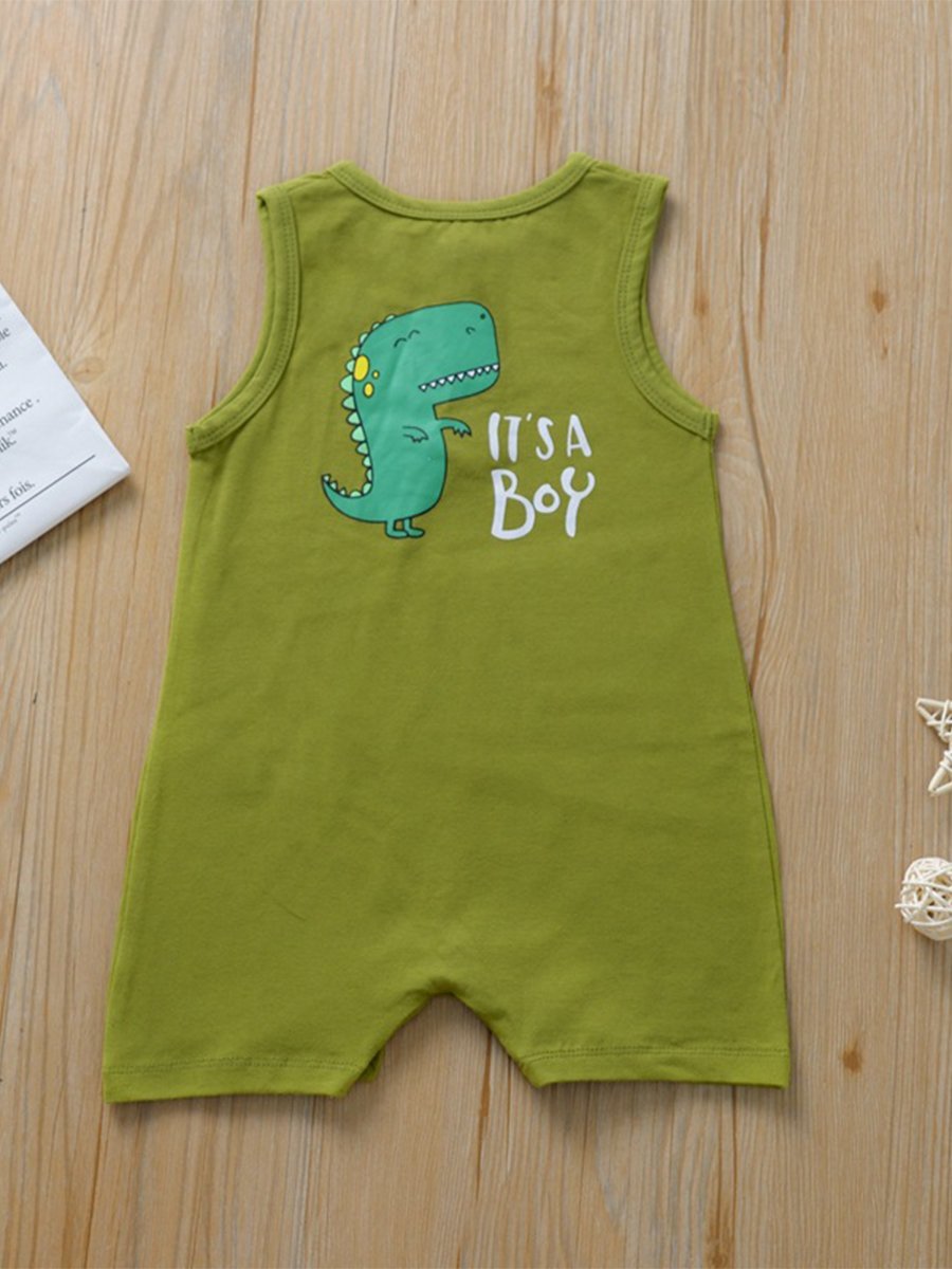 Infant Baby Cartoon Pattern Sleeveless Open Button Jumpsuit - dianjiang-