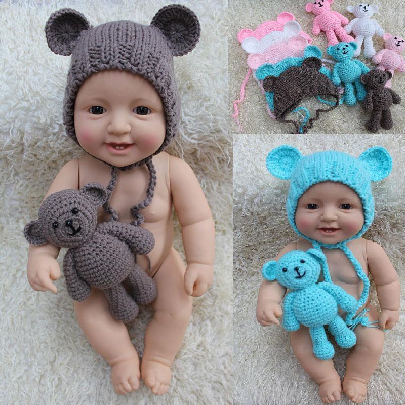 Newborn Handmade Doll Bear Ear Cap Photo Suit - dianjiang-