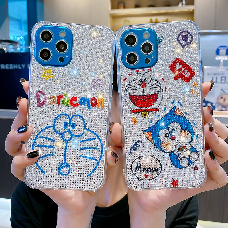 日本の高級フルダイヤモンドドラえもんiPhoneオールインクルーシブ転倒防止携帯電話ケース - dianjiang-