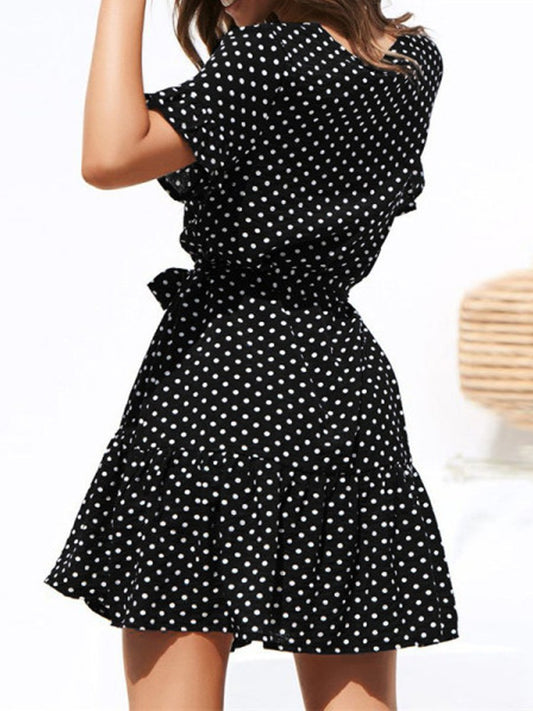 Maternity V-Neck Polka Dots Casual Above Dress - dianjiang-