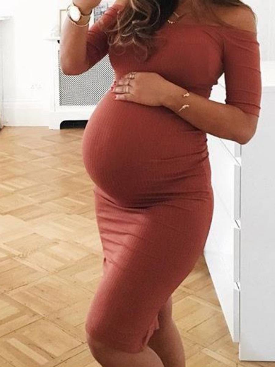 Maternity Off Shoulder Bodycon Dress - dianjiang-