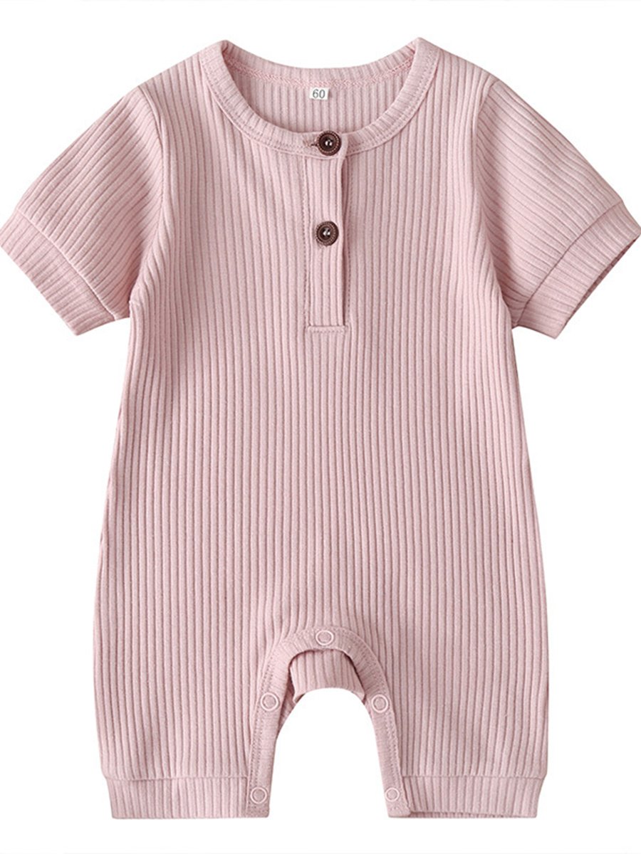 Baby Jumpsuit Solid Color Short-sleeved Crawling Suit - dianjiang-