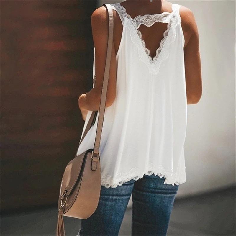 Maternity Solid Color Lace Stitching V-Neck Vest - dianjiang-