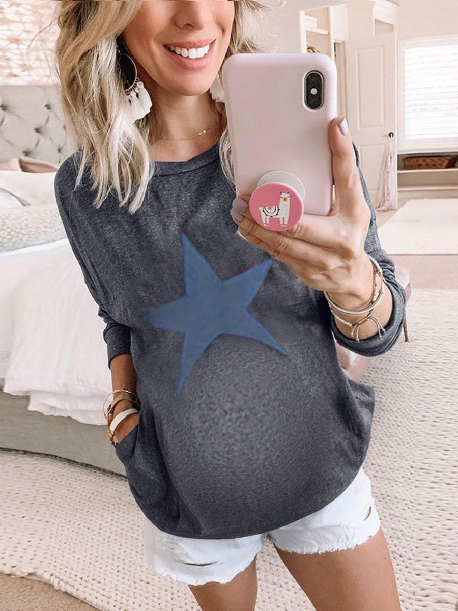 Maternity Sleeve V-Neck Solid Color Base T-Shirt - dianjiang-