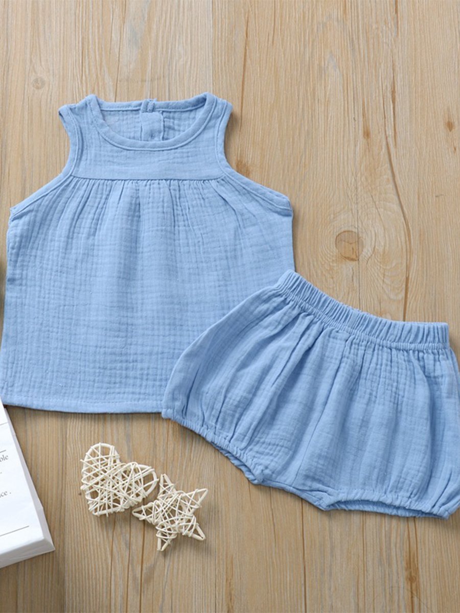 Breathable Boys and Girls Vest Shorts Two Piece Baby Suit - dianjiang-