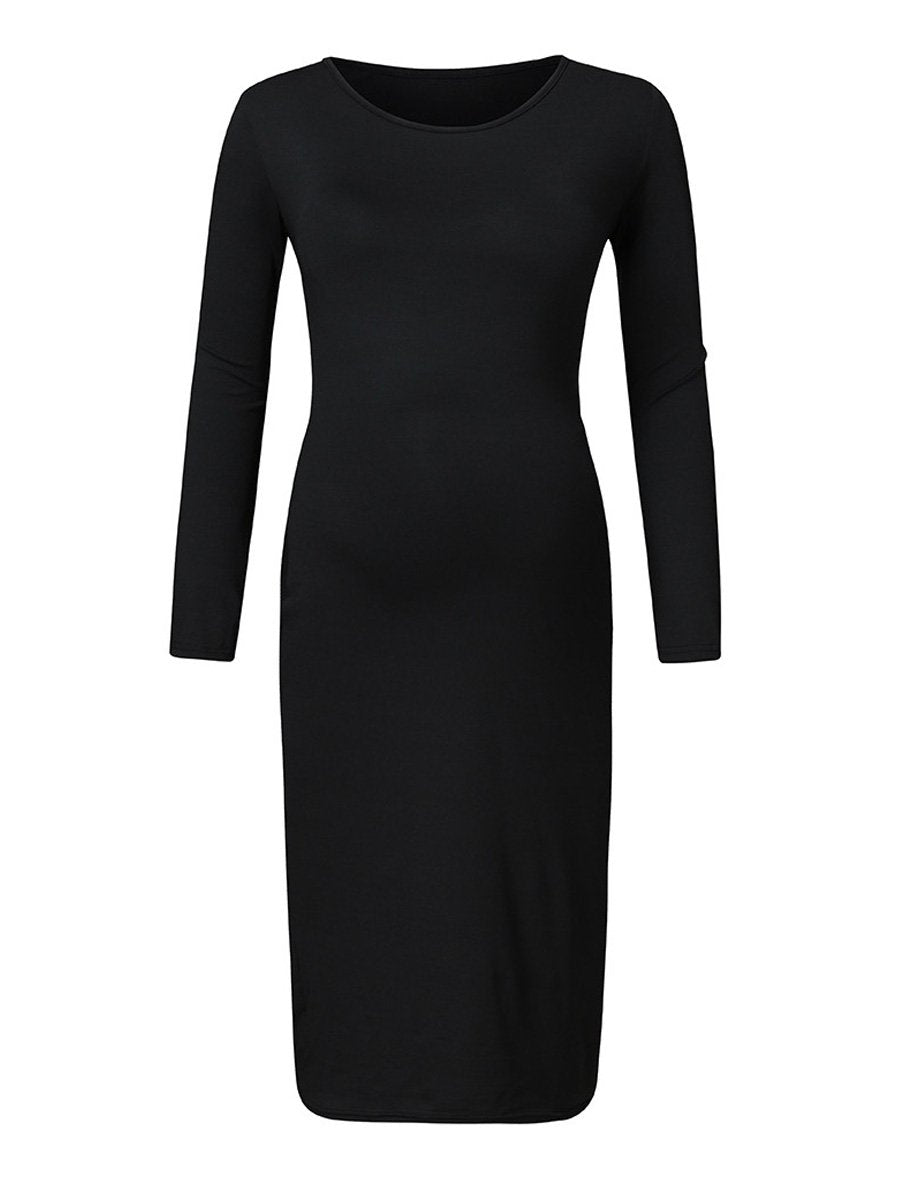 Maternity Fashion Simple Long Sleeve Dress - dianjiang-