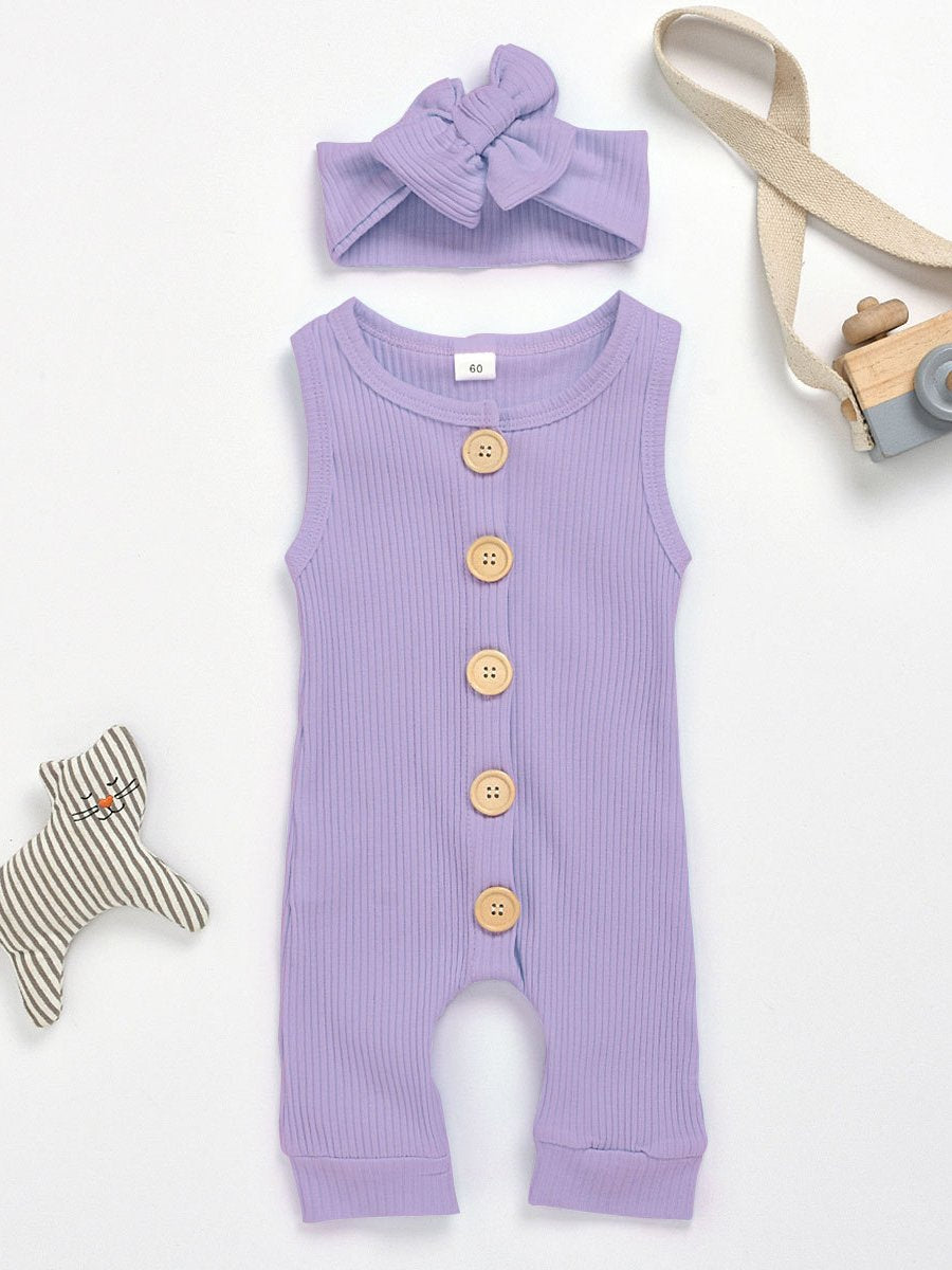 Baby Sleeveless Jumpsuit Solid Color Crawling Suit - dianjiang-