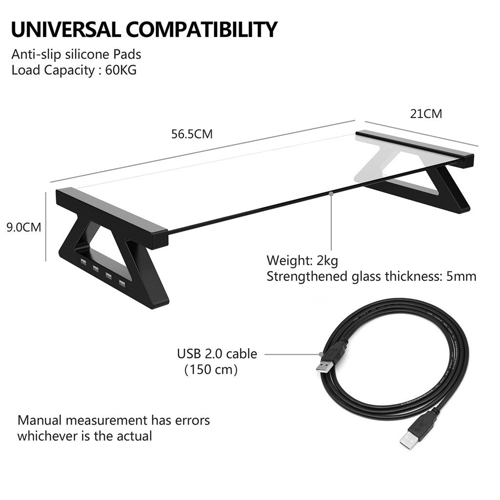 Aluminum Alloy Monitor Laptop Stand Desk Riser with 4 USB Ports for iMac MacBook Computer Laptop - dianjiang-