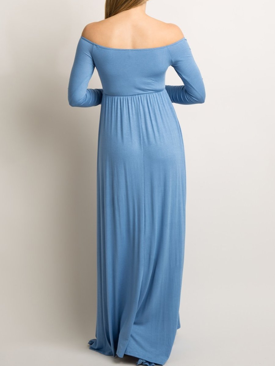 Maternity V-neck Trailing Maxi Dress - dianjiang-