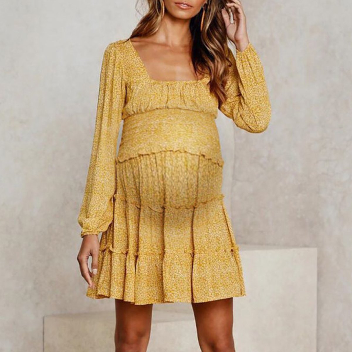 Puff Sleeve Lily Ruffle Loose Maternity Dress - dianjiang-