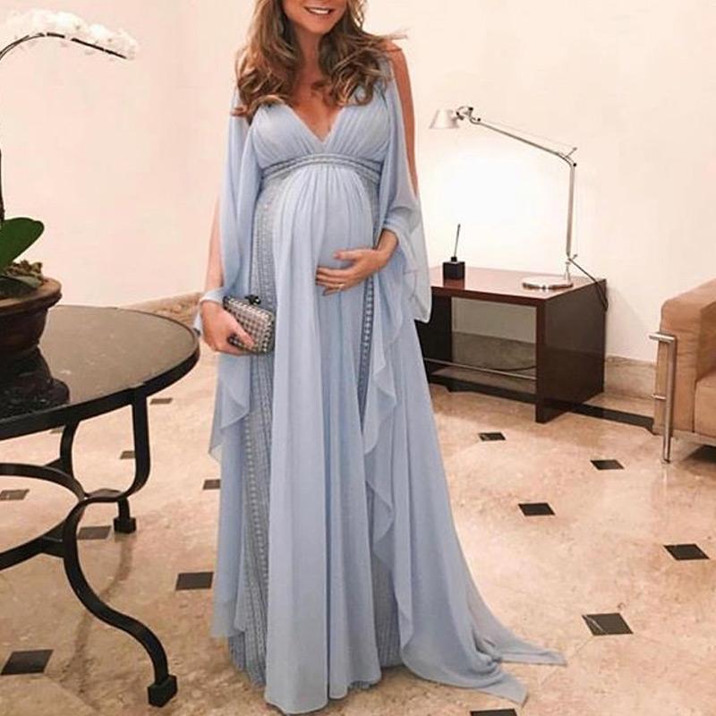 Maternity V Neck Photoshoot Dress - dianjiang-