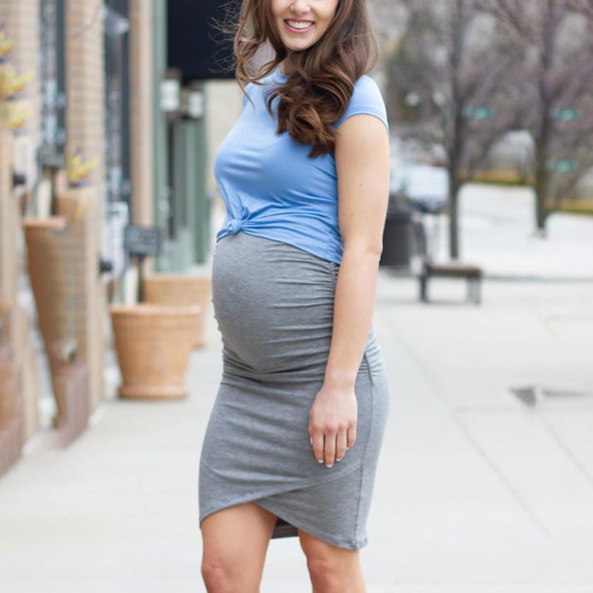 Maternity Gray Bodycon Dress - dianjiang-